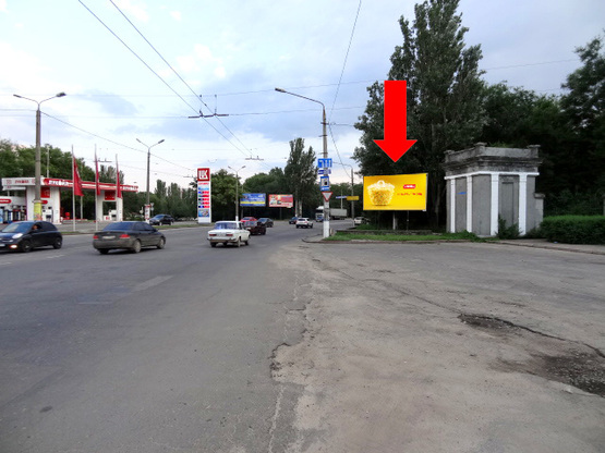 Фото рекламной плоскости по адресу Героев Сталинграда пр., парк Победы, возле АЗС "Amic", супермаркетов "Амстор", "Praktiker", в центр