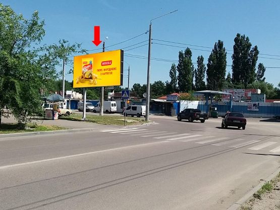 Фото рекламной плоскости по адресу Лазурная ул. / Озерная ул. (бывш. Красных Маевщиков ул.), возле супермаркета "Сильпо", рынка "Штрассе"