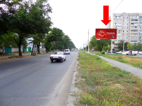 Фото рекламной плоскости по адресу Херсонское шоссе, 34, возле супермаркета "Экомаркет", в центр