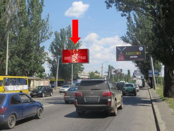 Фото рекламной плоскости по адресу Николаевская дорога, 259, возле комплекса отдыха "Дом Павловых", из центра (флажок)