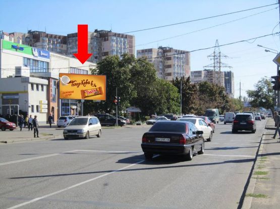 Фото рекламної площини за адресою Люстдорфская дорога, 121А / Китобойная ул., из центра