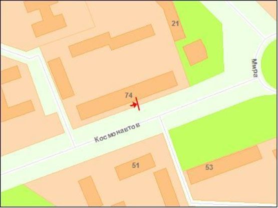 Схема рекламной плоскости по адресу Победы пл. / ул.Космонавтов, 74