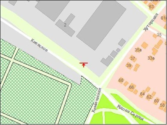 Схема рекламной плоскости по адресу Грушевского ул / Химическая ул.,  АТП, из центра