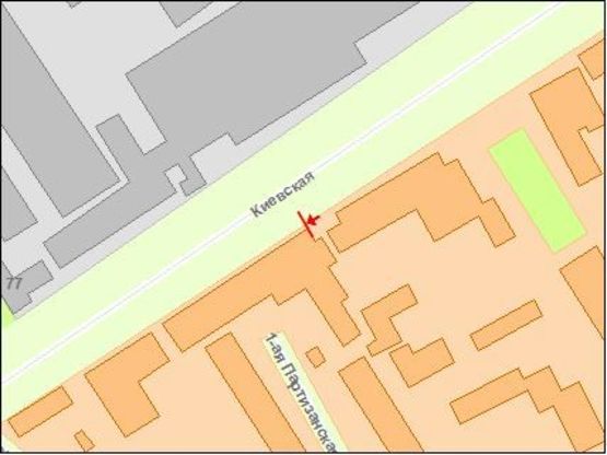 Схема рекламной плоскости по адресу Киевская ул, 102, в центр