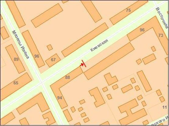 Схема рекламной плоскости по адресу Киевская ул, 94, из центра