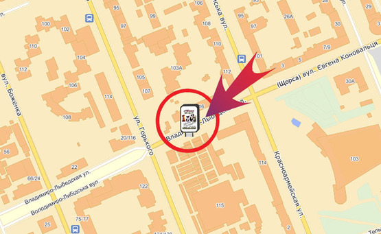 Схема рекламной плоскости по адресу Вул. Володимиро-Либідська (навпроти Будинку 16)