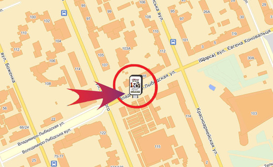 Схема рекламної площини за адресою Вул. Володимиро-Либідська (навпроти Будинку 16)