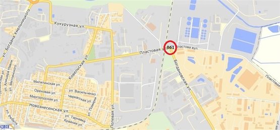 Схема рекламной плоскости по адресу Пластова вул.