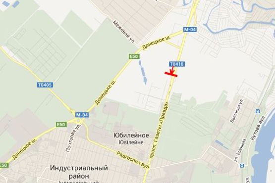 Схема рекламной плоскости по адресу Траса Дніпро - Підгородне - Донецьк, 1-й км. (в Днепр)