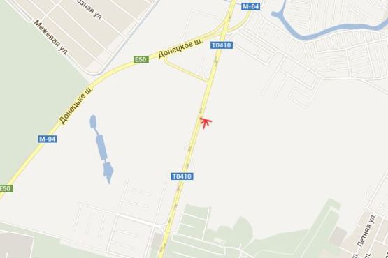 Схема рекламной плоскости по адресу Траса Дніпро - Підгородне - Донецьк, 1-й км. (из Днепра)