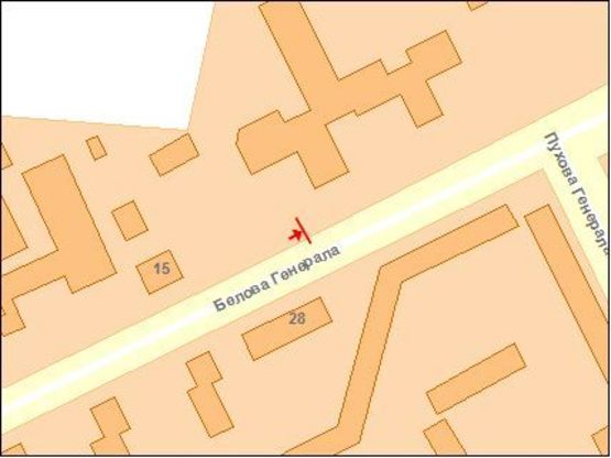 Схема рекламной плоскости по адресу Белова Г. ул. 15, возле предприятия "Отис"