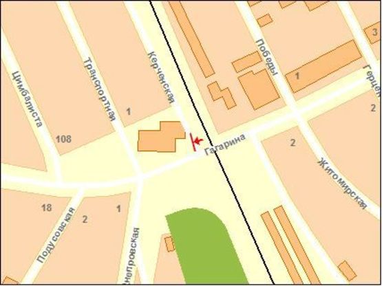 Схема рекламной плоскости по адресу Гагарина ул. 13-б, возле автосалона "Ниссан"