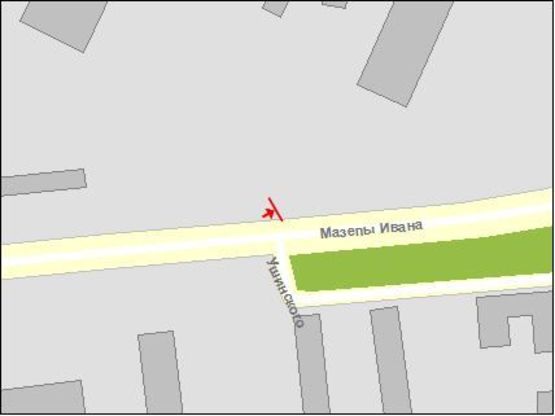 Схема рекламної площини за адресою Ивана Мазепы ул./Ушинского ул.