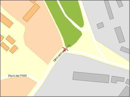 Схема рекламной плоскости по адресу Цеолковского ул., поворот на Шерстянку