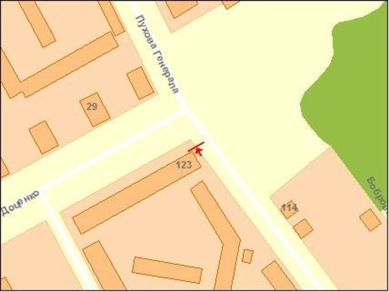 Схема рекламной плоскости по адресу Доценко ул., 30,  / ул. Г. Пухова