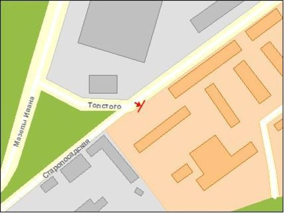 Схема рекламной плоскости по адресу Толстого ул., 150