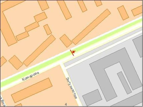 Схема рекламной плоскости по адресу Комарова ул, 32, из центра