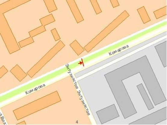 Схема рекламной плоскости по адресу Комарова ул, 32, в центр