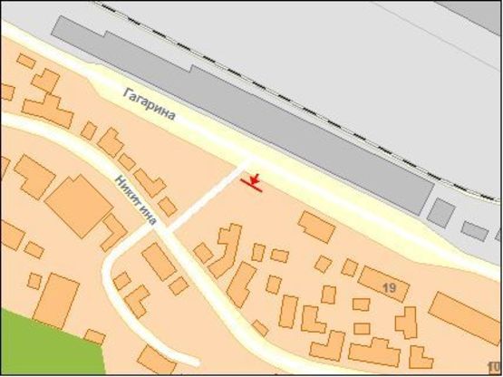 Схема рекламной плоскости по адресу Гагарина ул, напротив входа в Ж/Д вокзал, первый справа