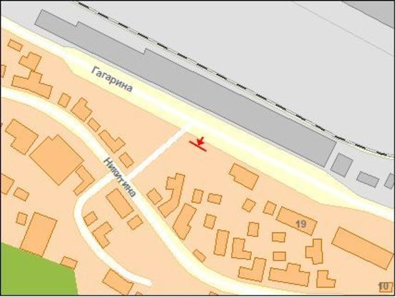 Схема рекламной плоскости по адресу Гагарина ул, напротив входа в Ж/Д вокзал, второй справа