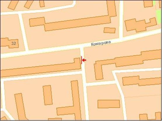 Схема рекламной плоскости по адресу Комарова ул, 33, верхний, в центр