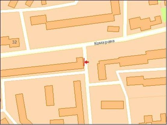 Схема рекламной плоскости по адресу Комарова ул, 33, нижний, в центр
