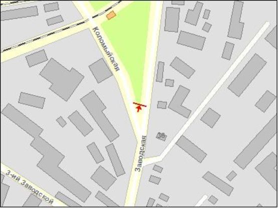 Схема рекламной плоскости по адресу Заводская ул / Коломыйская ул, правый, из центра