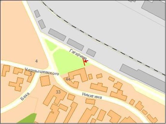 Схема рекламной плоскости по адресу Гагарина ул, 27, из центра