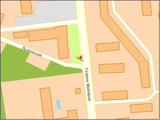 Схема рекламной плоскости по адресу Героев Майдана ул. (Красноармейская), 230, из центра