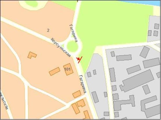 Схема рекламной плоскости по адресу Гагарина ул, 66, тр кольцо, в центр