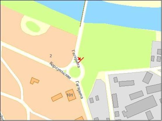 Схема рекламної площини за адресою Гагарина ул, тр кольцо, в центр, возле моста