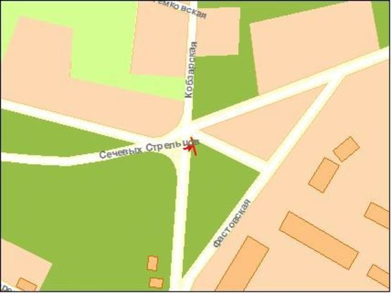 Схема рекламной плоскости по адресу Московской Олимпиады ул / Фастовская ул, выезд из города