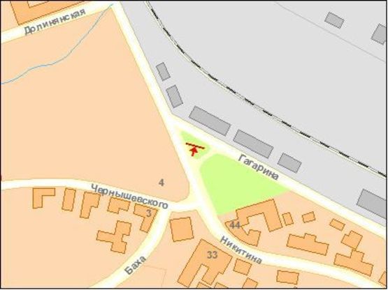 Схема рекламной плоскости по адресу Гагарина ул / Никитина ул / Чернышевского ул, с ул Никитина