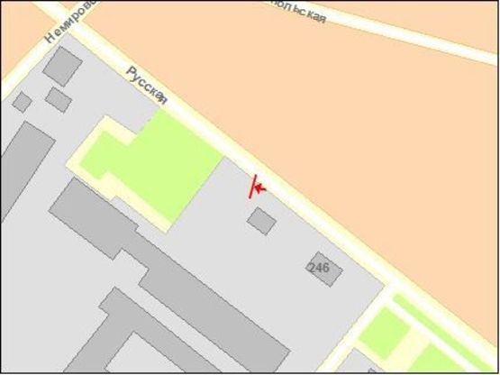 Схема рекламной плоскости по адресу Русская ул, 242, в центр