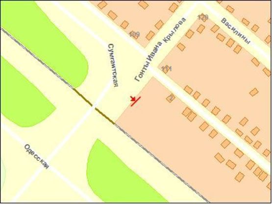 Схема рекламной плоскости по адресу Золотоношское шоссе - ул. Сумгаитская, в центр