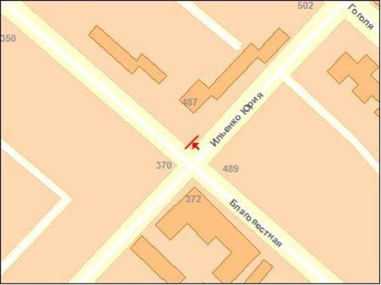 Схема рекламной плоскости по адресу Благовистная ул. / Горького ул.