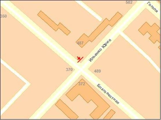 Схема рекламной плоскости по адресу Благовистная ул. / Горького ул.