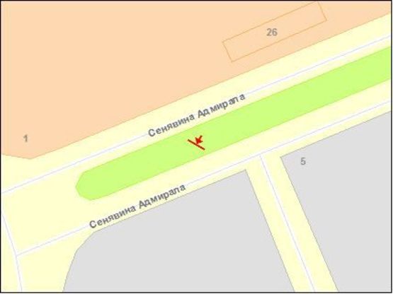 Схема рекламної площини за адресою Сенявина пр-т, в центр, левый !!! Размер 3020х6020 мм !!!