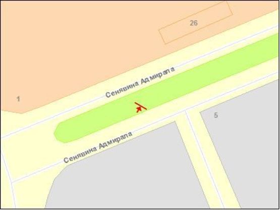 Схема рекламної площини за адресою Сенявина пр., из центра, правый !!! Размер 2960х5960 мм !!!