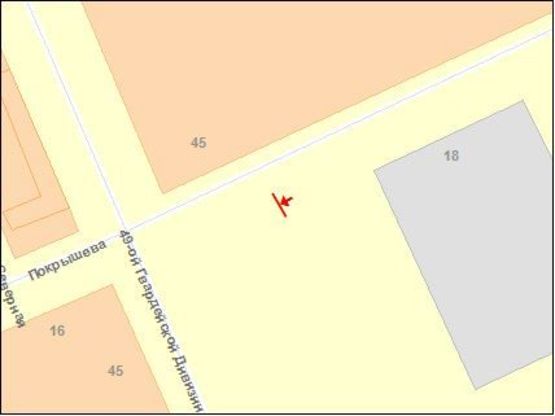 Схема рекламної площини за адресою Покрышева ул., 20 / 49-й Гв Дивизии ул