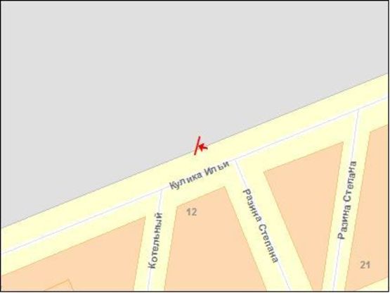 Схема рекламной плоскости по адресу Кулика И ул / Разина Степана ул