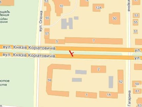 Схема рекламной плоскости по адресу Князей Корятовичей ул. / Гагарина ул. / Огиенко ул. !!! Размер 3020х6010 мм !!!