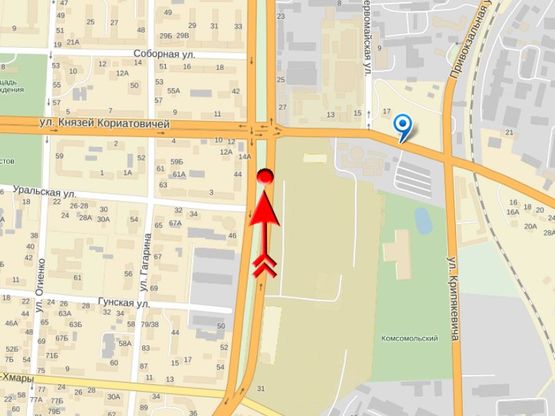 Схема рекламной плоскости по адресу Грушевского пр / Кн Корятовичей ул, разделитель,  на Хмельницкий !!! Увага, розмір 3020х6010 !!!