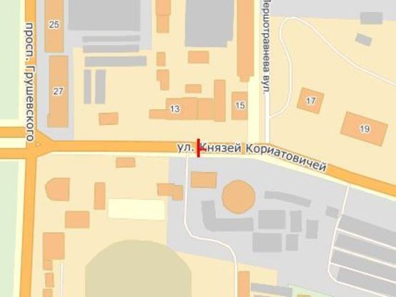 Схема рекламной плоскости по адресу Князей Корятовичей ул. / Первомайская ул., рынок !!! Размер 3010х6010 мм !!!