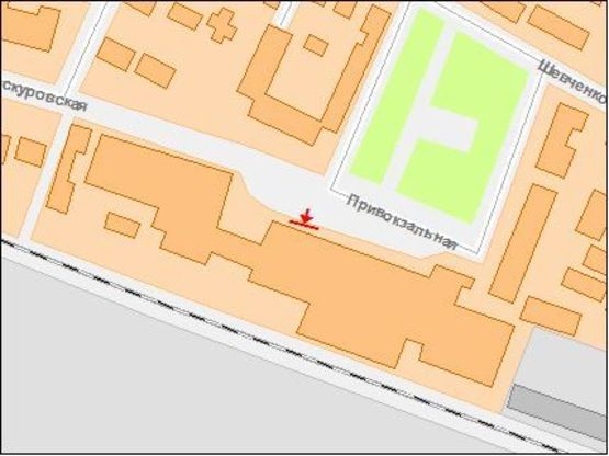 Схема рекламной плоскости по адресу Привокзальный майдан, напротив Ж/д вокзала, Почты - фасадный, ВНИМАНИЕ!!! Размер 2,95*5,95м