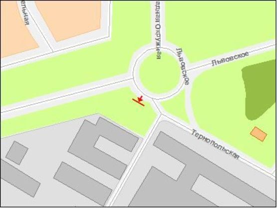 Схема рекламної площини за адресою Тернопольская ул / Львовское шоссе / Западно-объездная, транс.развязка, левый !!! Размер 6010х3020 мм !!!