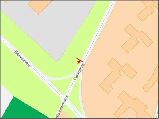 Схема рекламной плоскости по адресу Галицкая ул., Радио-завод „ВО Карпаты”, въезд со Львова, в центр !!! Размер 2800х5970 мм !!!