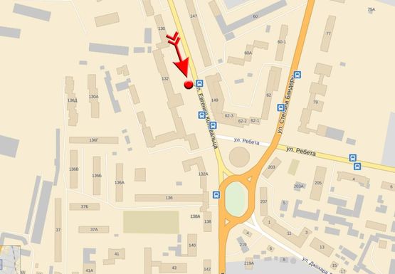 Схема рекламной плоскости по адресу Коновальца ул, 130, тр магистраль, возле областной больницы, из центра