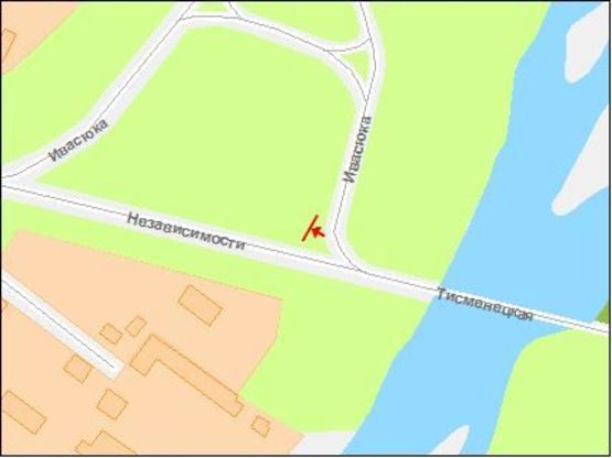 Схема рекламной плоскости по адресу Независимости ул. / Ивасюка ул., АЗС „Словнафт”, возле моста через р.Быстрицу, к центру