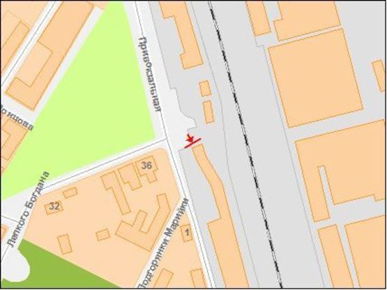 Схема рекламной плоскости по адресу Привокзальная пл,  перед ПТО, на площадь, стоянку тарнспорта, на ул Гаркуши